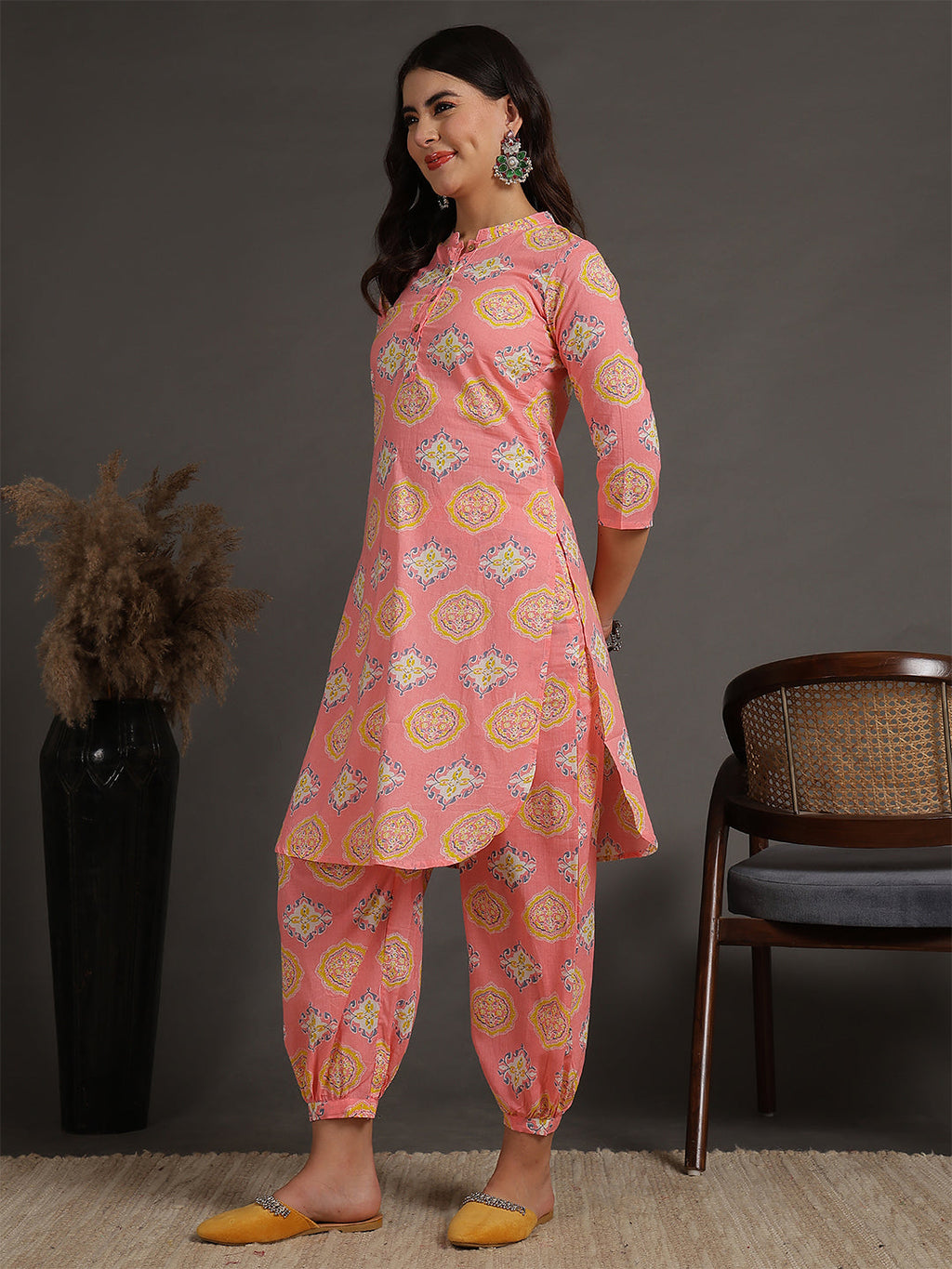 Antaran Peach Pure Cotton Printed Co Ord Set - Distacart