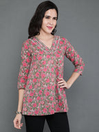 Antaran Grey Pure Cotton Embroidered Top