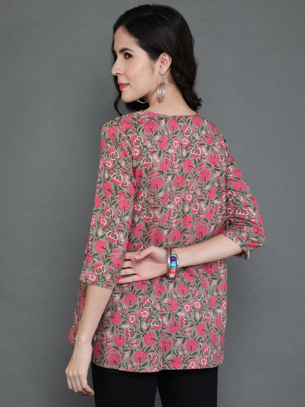 Antaran Grey Pure Cotton Embroidered Top