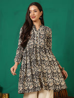 Antaran Black Pure Cotton Printed Tunic