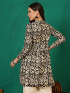 Antaran Black Pure Cotton Printed Tunic