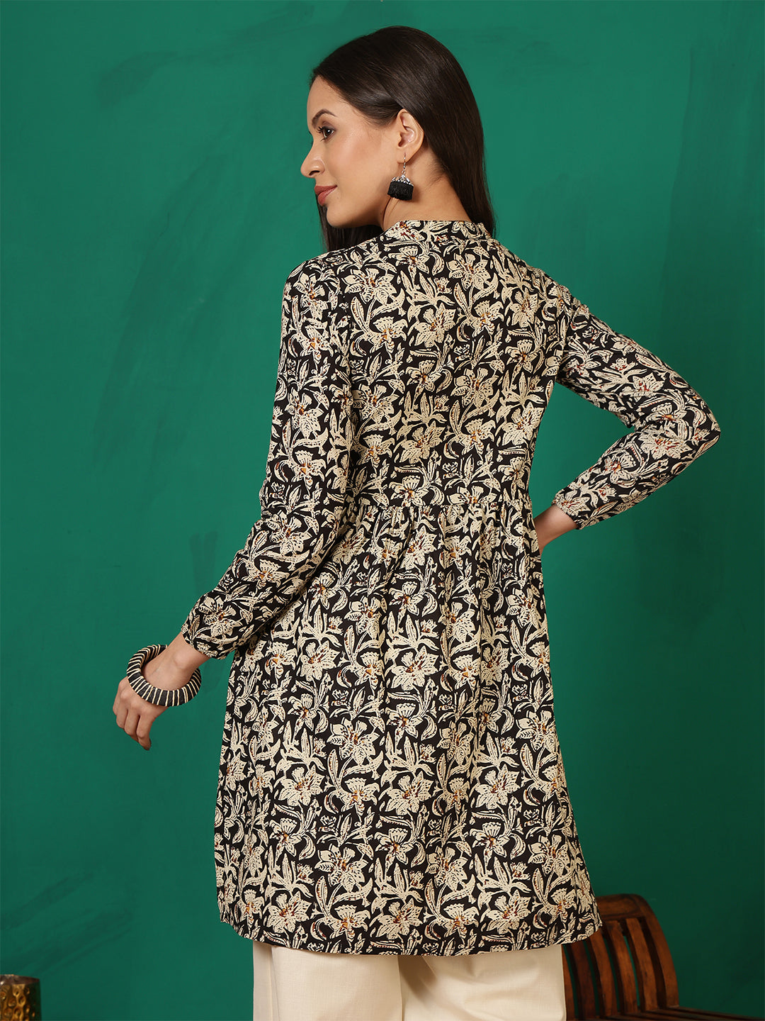 Antaran Black Pure Cotton Printed Tunic