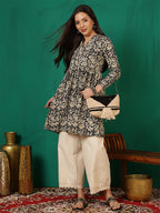 Antaran Black Pure Cotton Printed Tunic