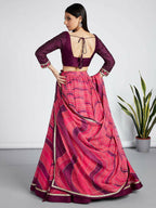 House of Panchhi Rose Organza Siroski Stone Work Leheriya Print Lehenga Choli & Dupatta