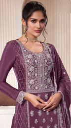 Anaita Wine Embroidered Work Silk Stitched Sharara Suit - Distacart