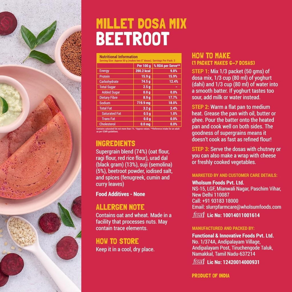 Slurrp Farm Spinach And Beetroot Millet Dosa Mix Combo - Distacart