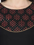 Aniyah Rayon Black Color Block Print Straight Kurta (AN-190K)