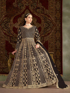 Anaita Black Embroidered Net Stitched Anarkali Suit - Distacart