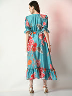 Myshka Women's Sea Green Printed Dress - Distacart