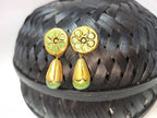 Terracotta Round Earstuds With Drops-Copper And Green