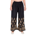 PAVONINE Black Color Golden Printed Rayon Fabric Sharara For Women - Distacart