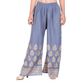 PAVONINE Grey Color Golden Printed Rayon Fabric Sharara For Women - Distacart