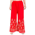 PAVONINE Red Color Golden Printed Rayon Fabric Sharara For Women - Distacart