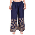 PAVONINE Navy Blue Color Golden Printed Rayon Fabric Sharara For Women - Distacart