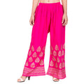 PAVONINE Rani Color Golden Printed Rayon Fabric Sharara For Women - Distacart