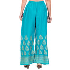 PAVONINE Rama Green Color Golden Printed Rayon Fabric Sharara For Women - Distacart