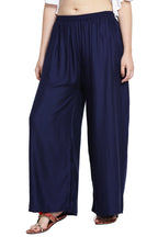 PAVONINE Navy Blue Color Rayon Fabric Half Flared Sharara For Women - Distacart