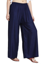 PAVONINE Navy Blue Color Rayon Fabric Half Flared Sharara For Women - Distacart