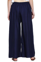 PAVONINE Navy Blue Color Rayon Fabric Half Flared Sharara For Women - Distacart