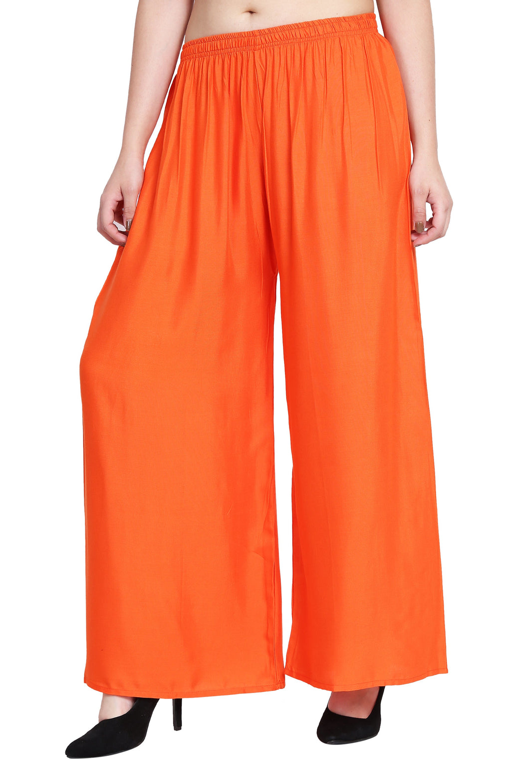 PAVONINE Orange Color Rayon Fabric Half Flared Sharara For Women - Distacart