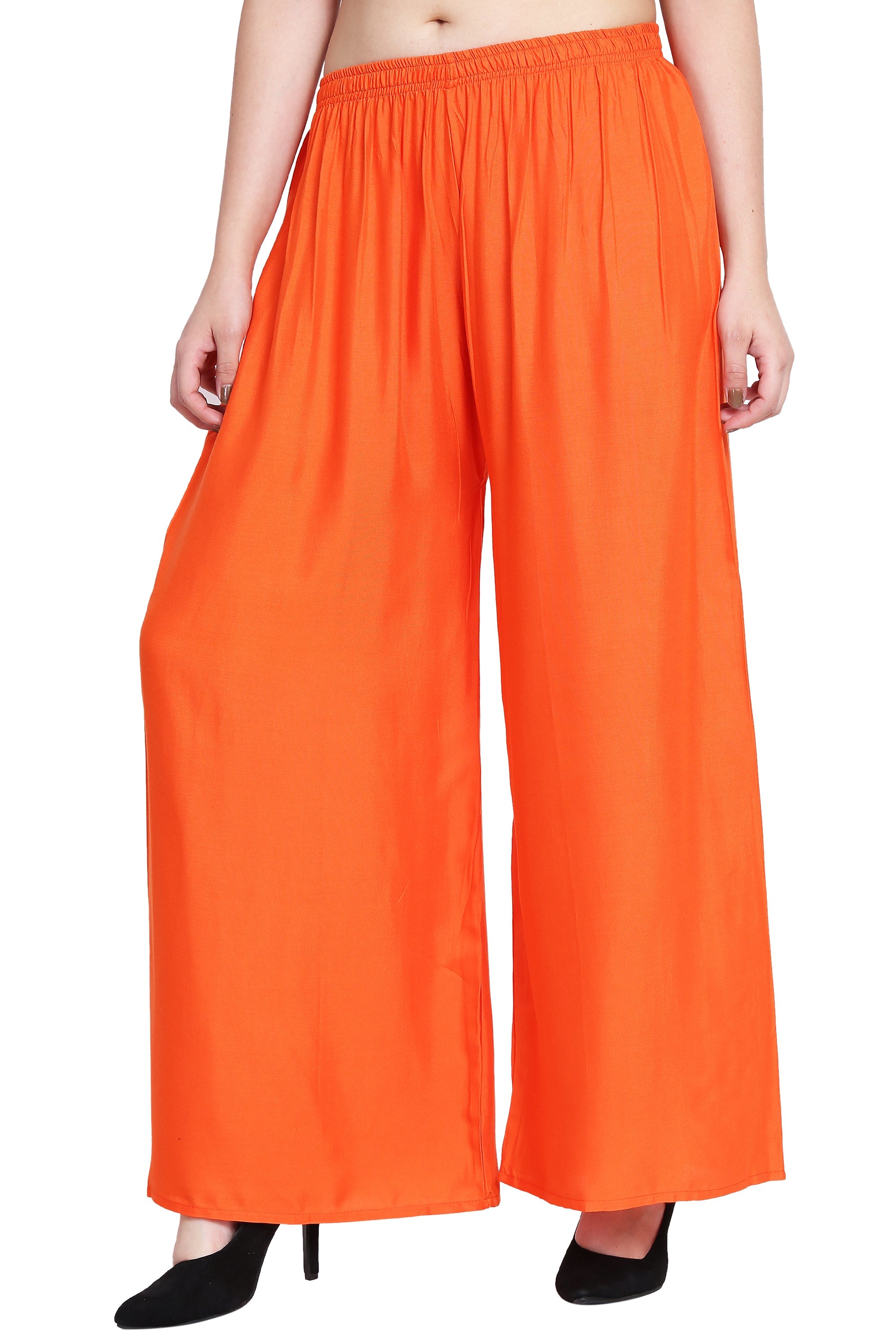 PAVONINE Orange Color Rayon Fabric Half Flared Sharara For Women - Distacart