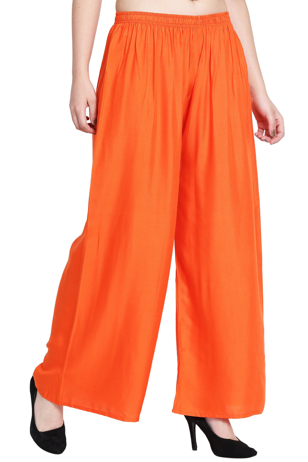 PAVONINE Orange Color Rayon Fabric Half Flared Sharara For Women - Distacart