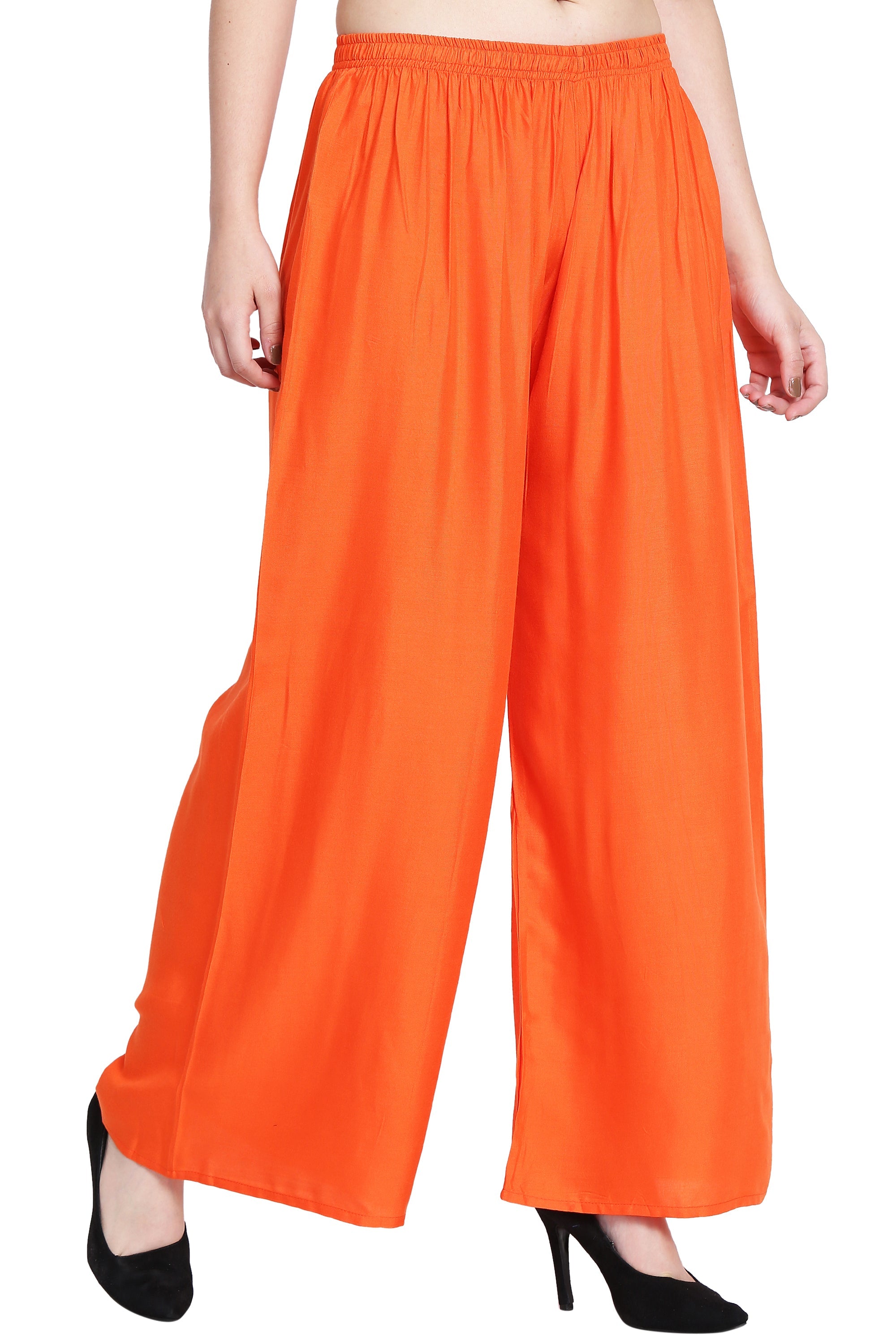PAVONINE Orange Color Rayon Fabric Half Flared Sharara For Women - Distacart