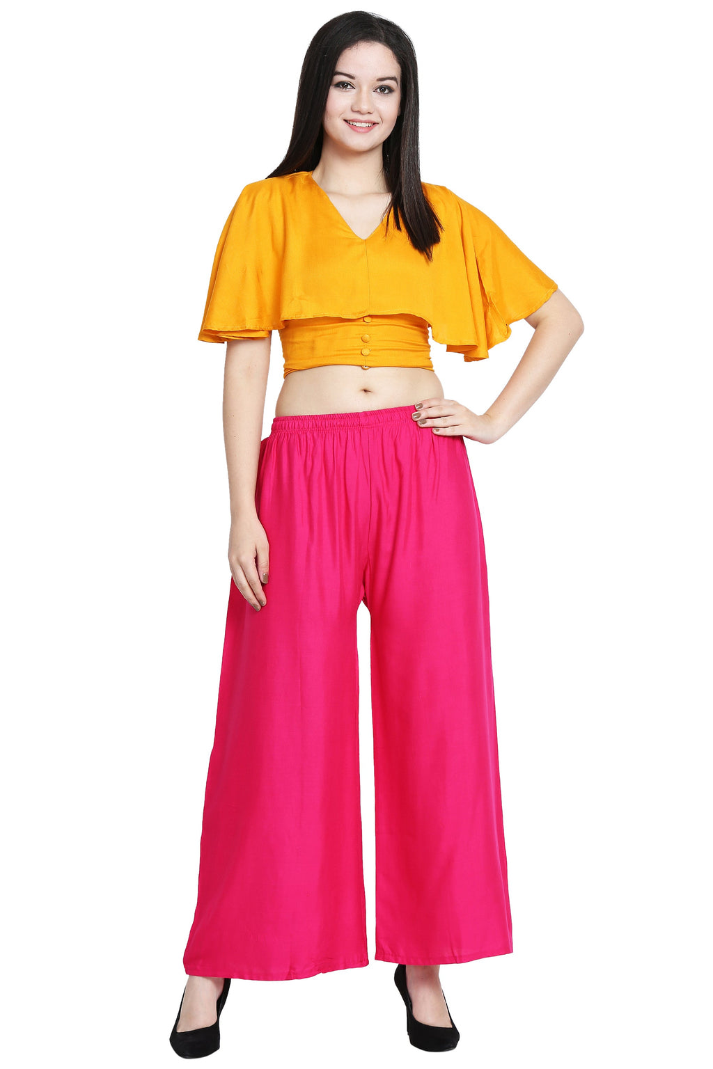 PAVONINE Rani Color Rayon Fabric Half Flared Sharara For Women - Distacart