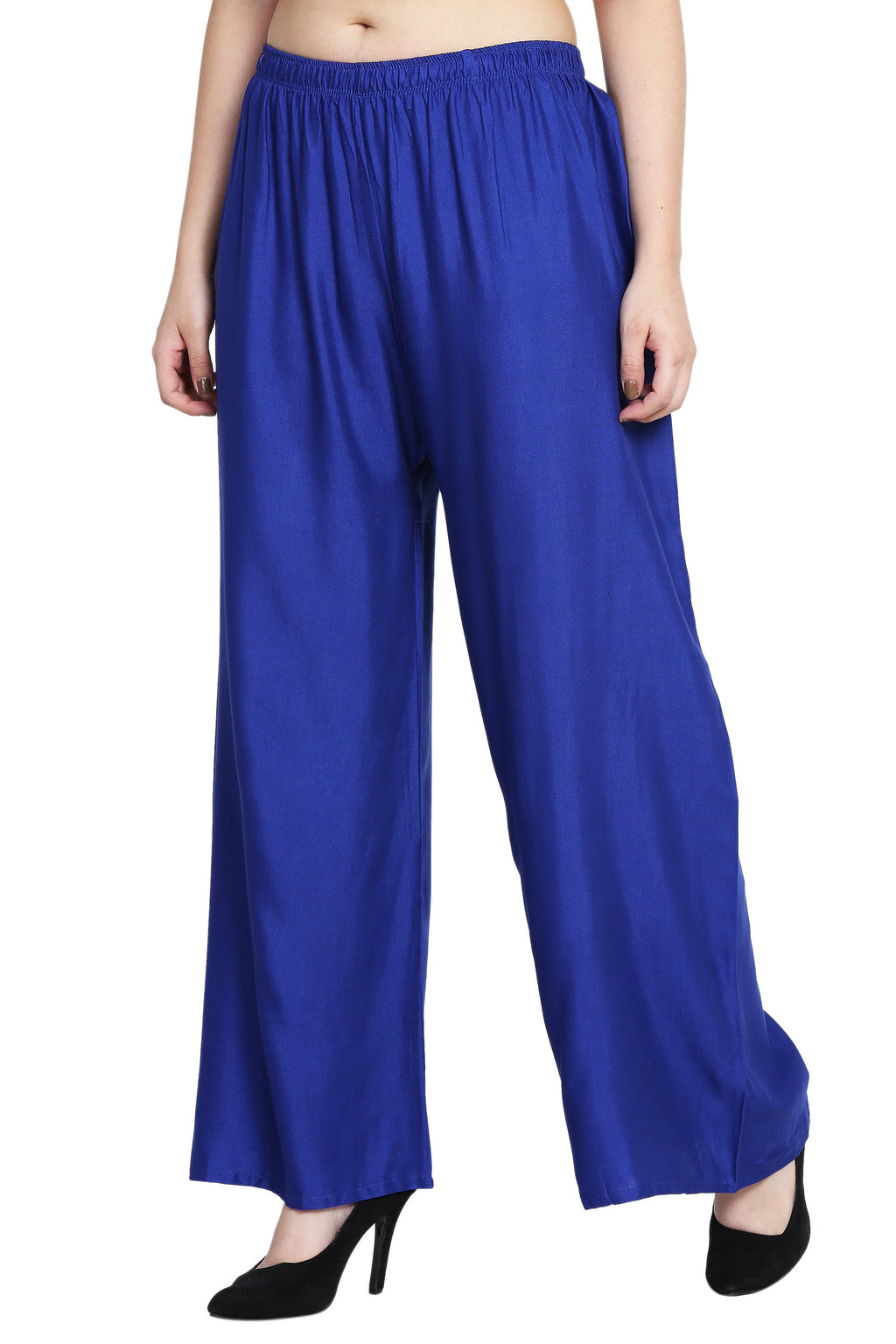 PAVONINE Royal Blue Color Rayon Fabric Half Flared Sharara For Women - Distacart