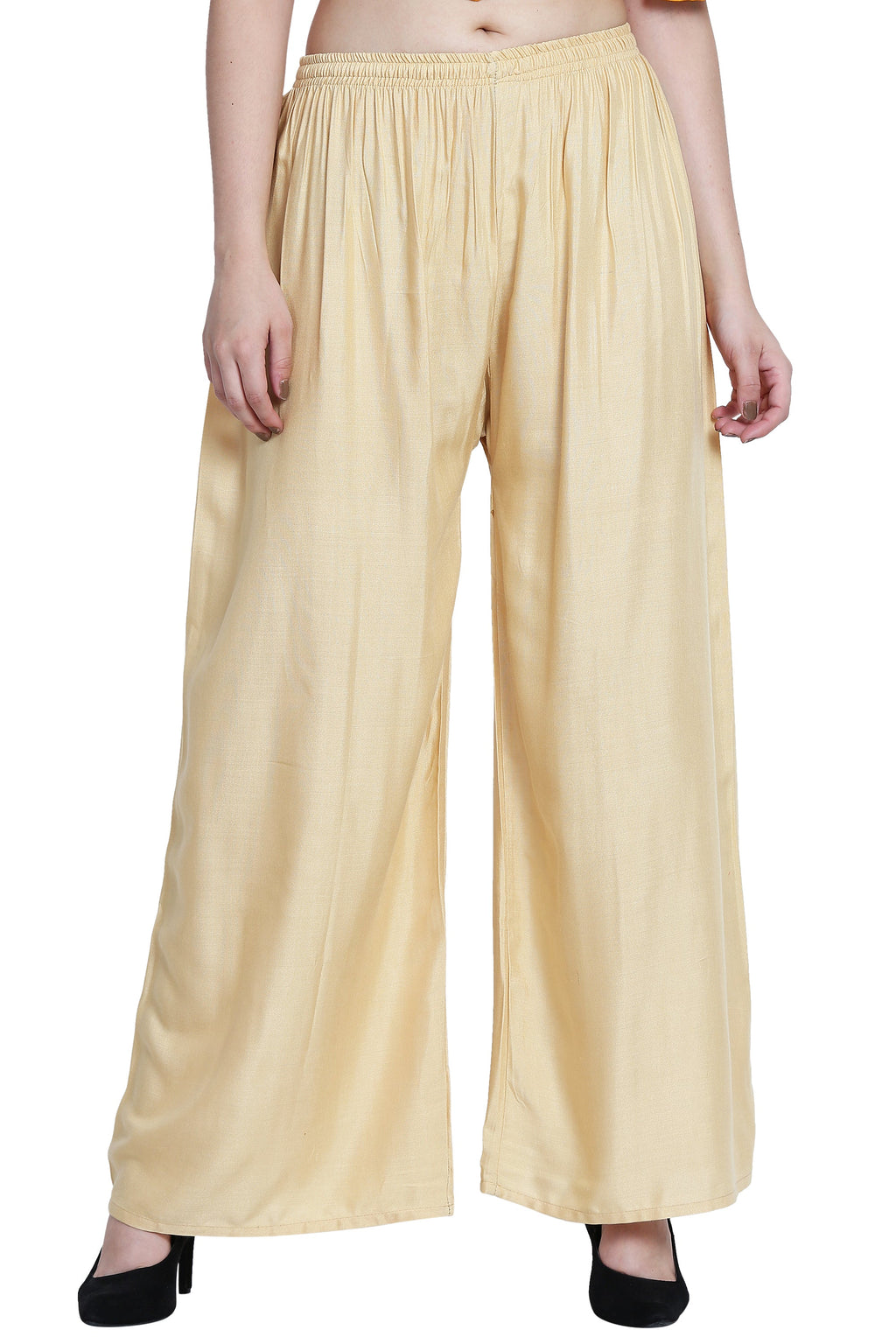 PAVONINE Beige Color Rayon Fabric Half Flared Sharara For Women - Distacart