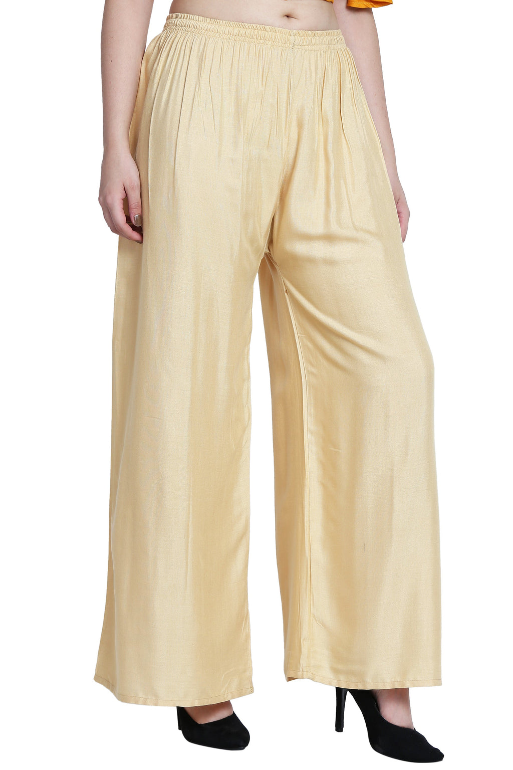 PAVONINE Beige Color Rayon Fabric Half Flared Sharara For Women - Distacart