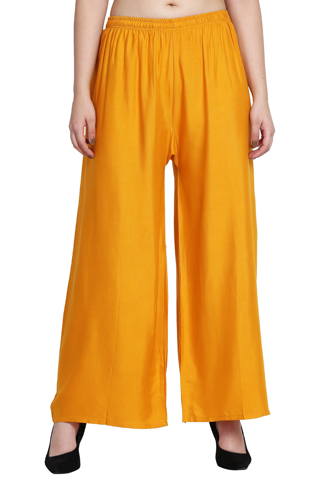 PAVONINE Mustard Color Rayon Fabric Half Flared Sharara For Women - Distacart