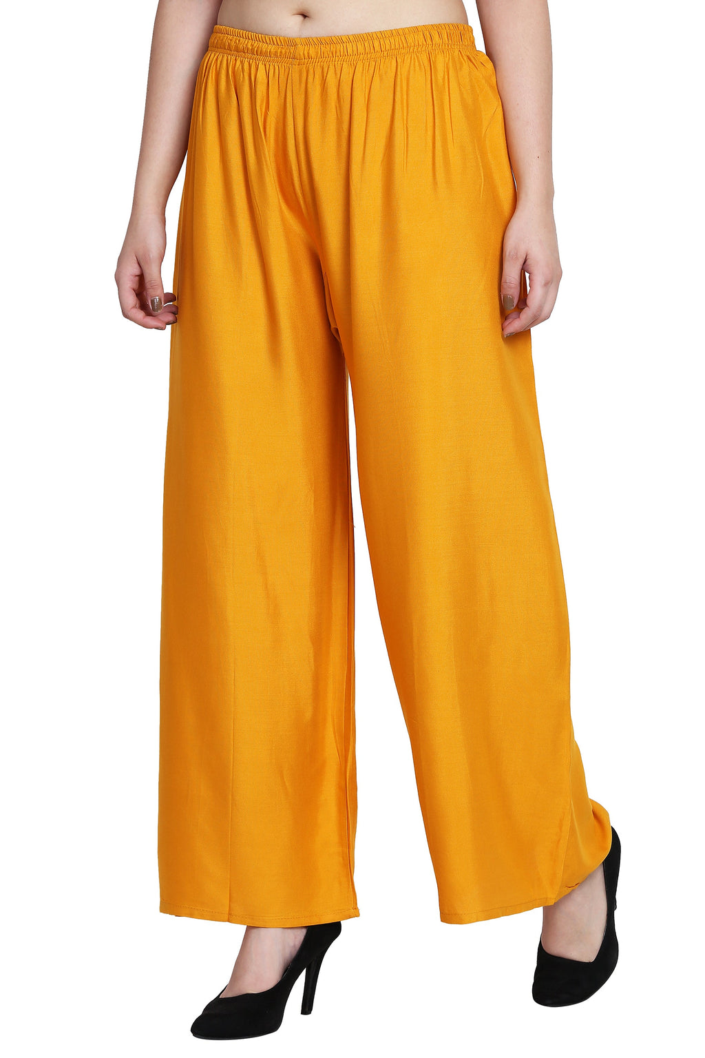 PAVONINE Mustard Color Rayon Fabric Half Flared Sharara For Women - Distacart