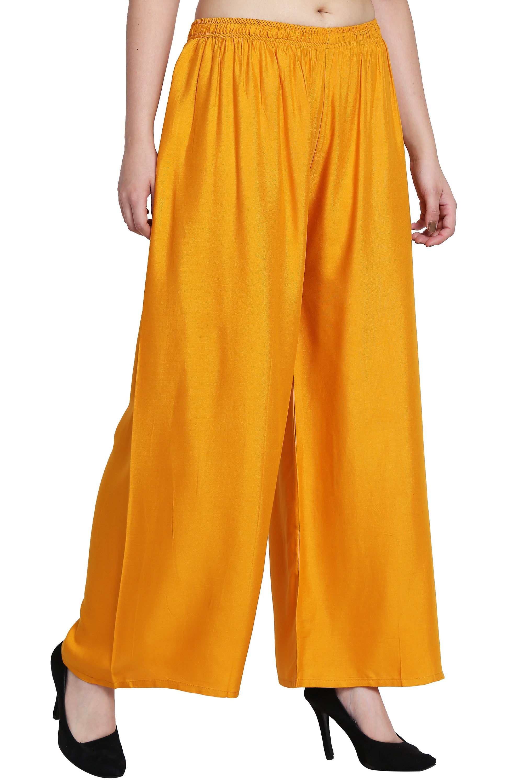 PAVONINE Mustard Color Rayon Fabric Half Flared Sharara For Women - Distacart