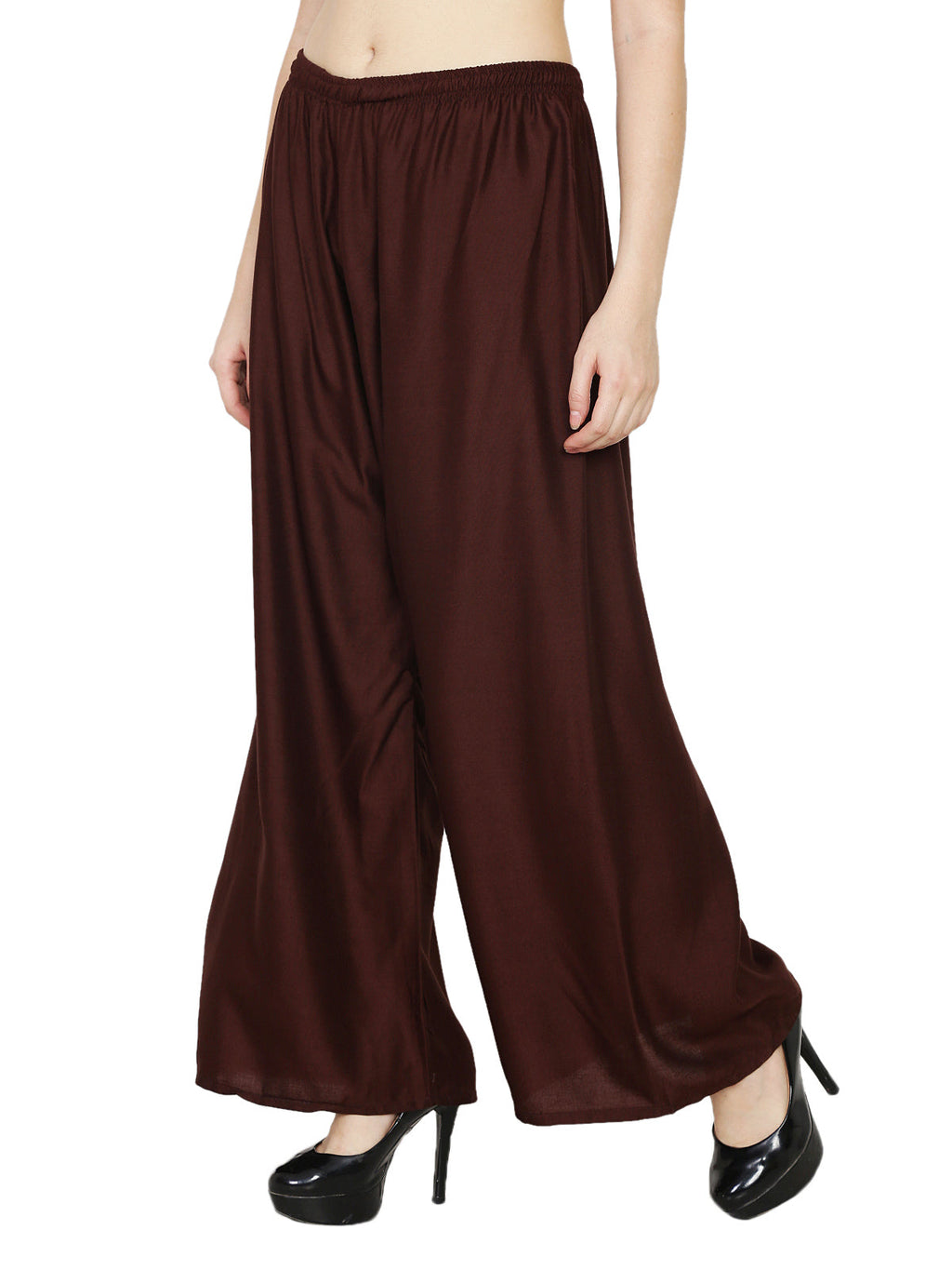 PAVONINE Brown Color Rayon Fabric Half Flared Sharara For Women - Distacart