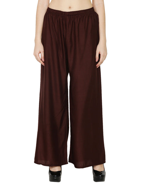 PAVONINE Brown Color Rayon Fabric Half Flared Sharara For Women