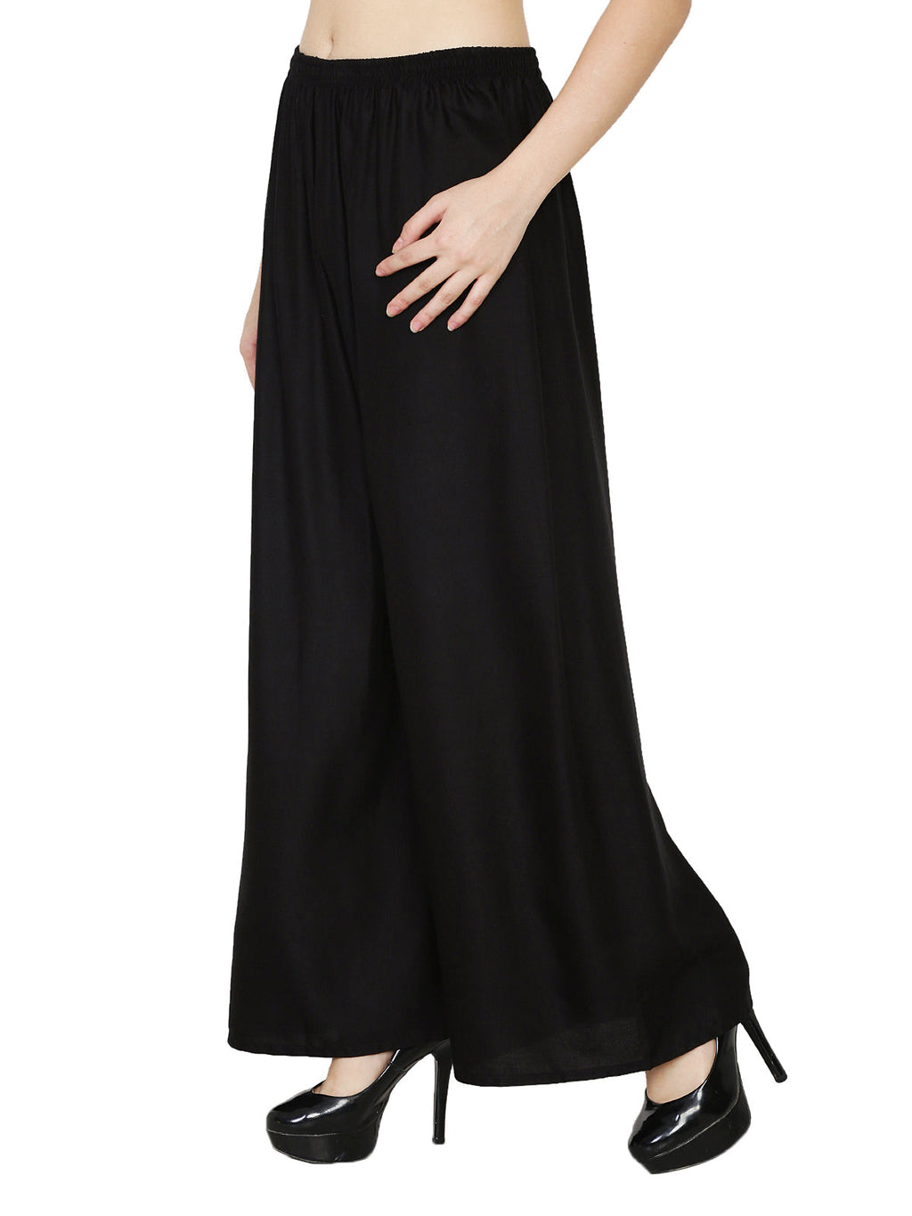 PAVONINE Black Color Rayon Fabric Half Flared Sharara For Women - Distacart