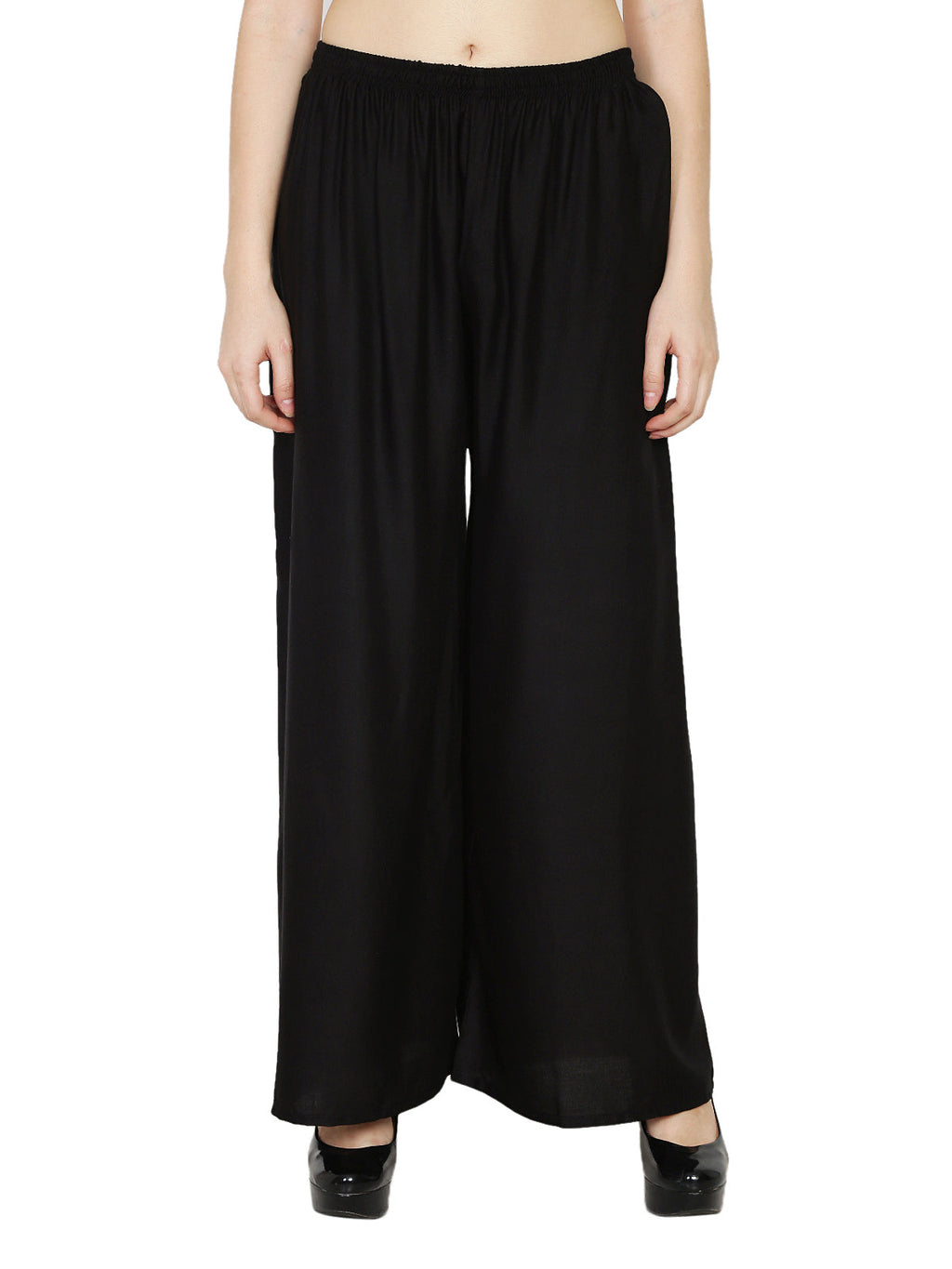 PAVONINE Black Color Rayon Fabric Half Flared Sharara For Women - Distacart