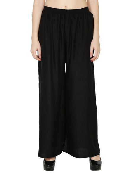 PAVONINE Black Color Rayon Fabric Half Flared Sharara For Women