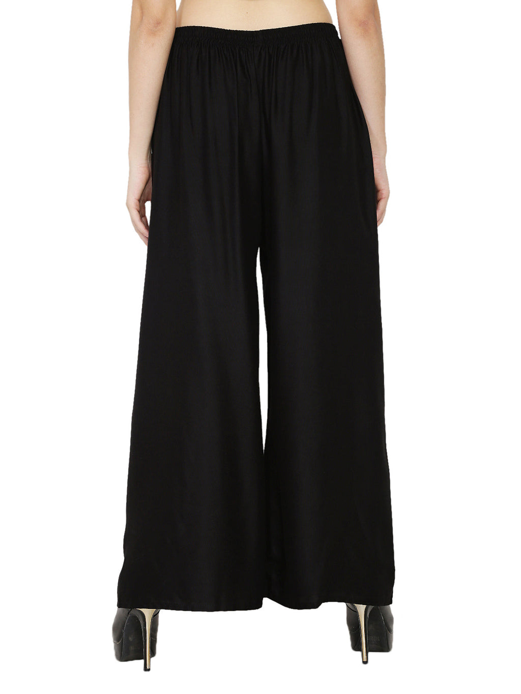 PAVONINE Black Color Rayon Fabric Half Flared Sharara For Women - Distacart