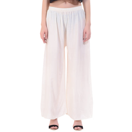 PAVONINE Off-White Color Rayon Fabric Half Flared Sharara For Women