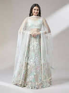 House of Panchhi Lime Green Net Sequinse Work Lehenga & Blouse with Dupatta