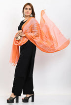 Mominos Fashion Moeza Women's Handloom Cotton Ikkat Orange Dupatta - Distacart