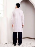 Light Pink Georgette Designer Chikankari Embroidery Work Men's Kurta - Mahotsav