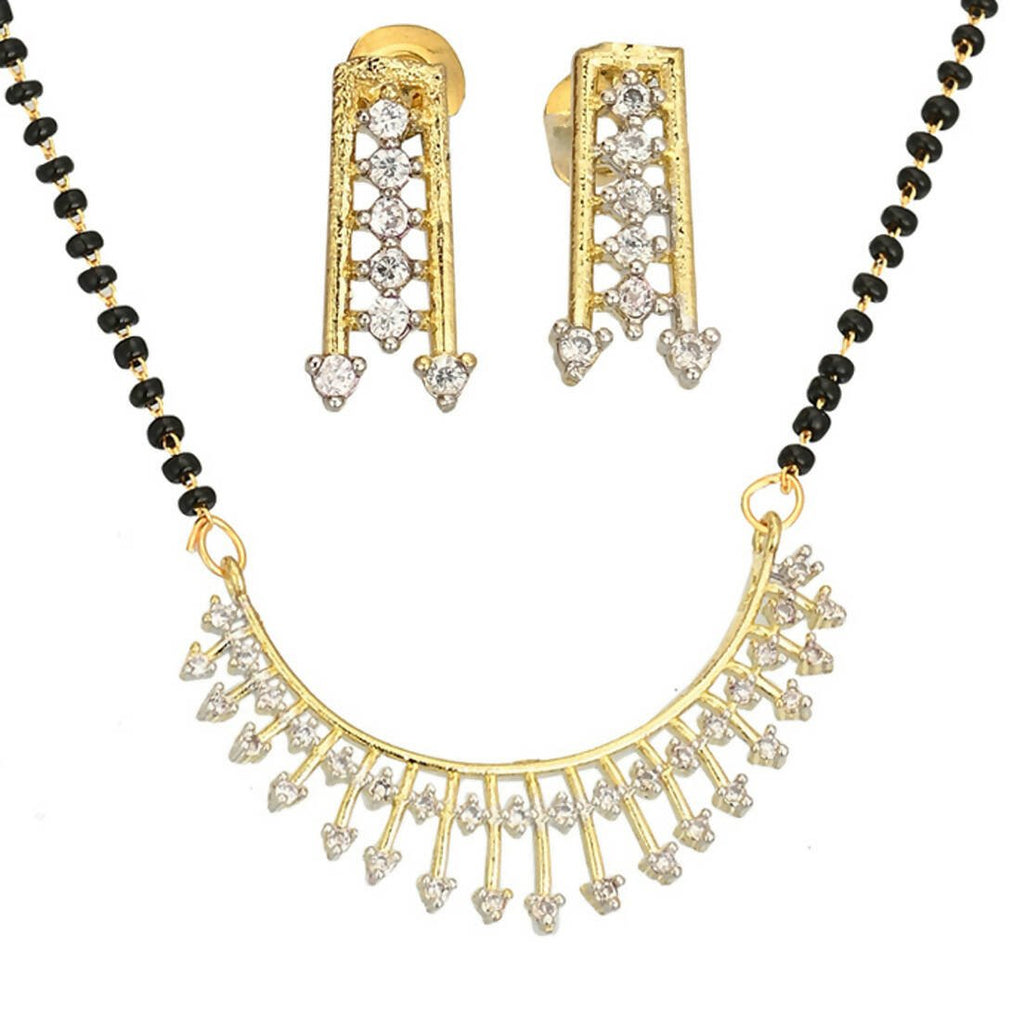 AanyaCentric Gold-plated Mangalsutra Pendant Earring Set & Silver Plated Anklet - Distacart
