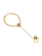 Ruby Raang Gold Green Meenakari Kundan Haath Phool - Distacart