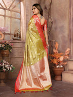 Anaita Golden Tissue Silk With Zari Weaving Saree With Blouse
