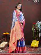 Lorenvalley Fashion Lavender Kanjivaram Silk Woven Design with Zari Weaving Saree