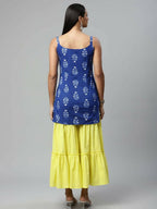 Ahalyaa Womens Royal Blue Pure Cotton Printed Tunic Sharara Set - Distacart