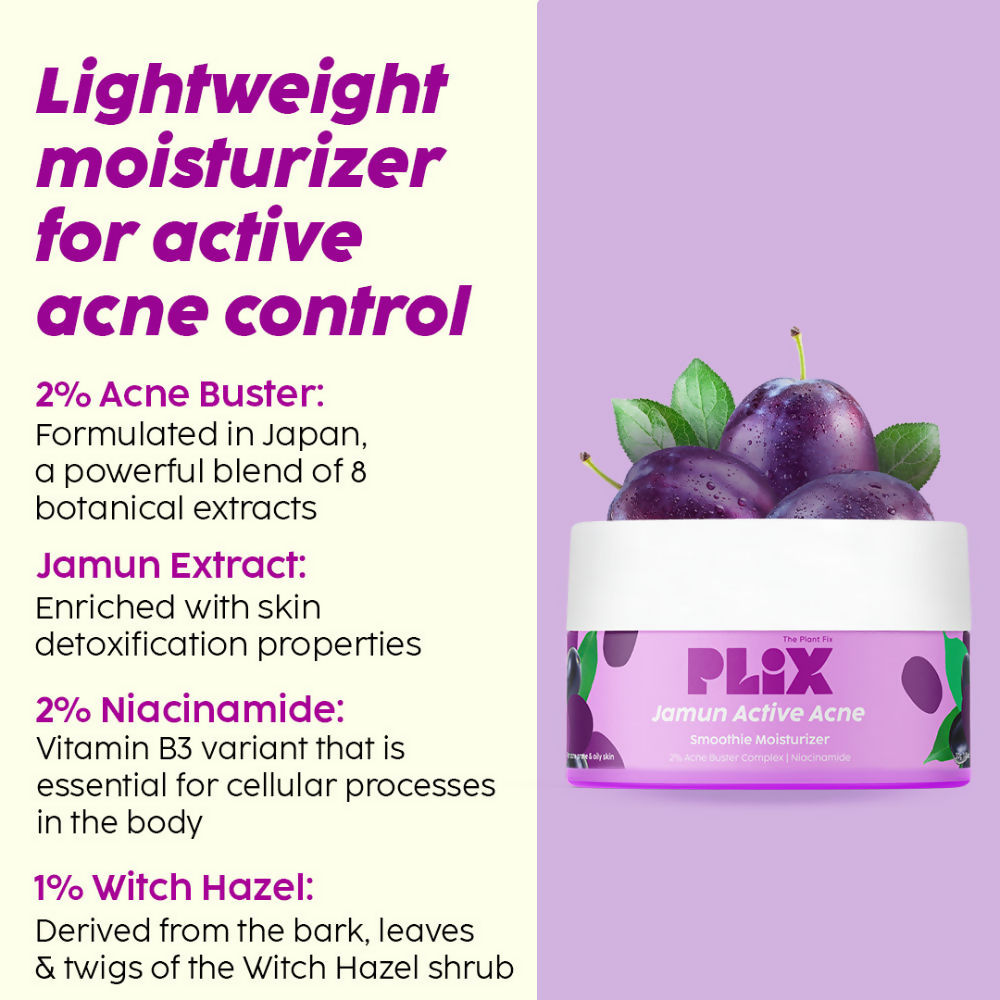 PLIX The Plant Fix Jamun Active Acne Regime With Cleanser, Body Wash & Moisturizer